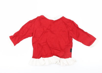 H&M Girls Red Geometric  Shirt Dress  Size 6-9 Months  - Christmas