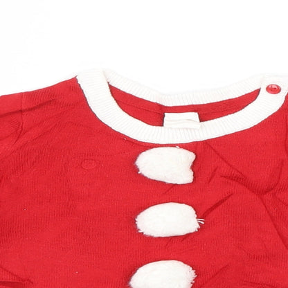 H&M Girls Red Geometric  Shirt Dress  Size 6-9 Months  - Christmas