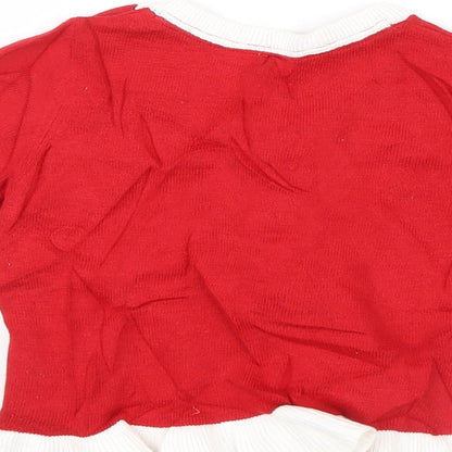 H&M Girls Red Geometric  Shirt Dress  Size 6-9 Months  - Christmas