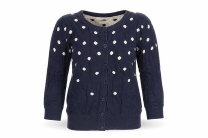 Warehouse Womens Blue Polka Dot Knit Cardigan Jumper Size 8