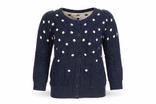 Warehouse Womens Blue Polka Dot Knit Cardigan Jumper Size 8