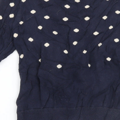 Warehouse Womens Blue Polka Dot Knit Cardigan Jumper Size 8