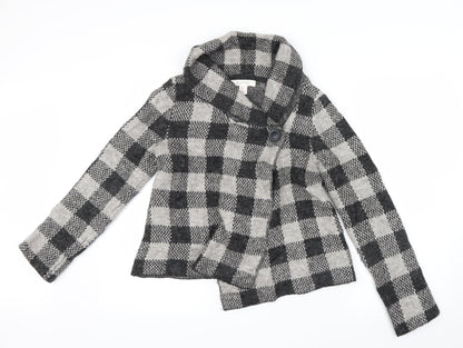 Ellen Tracy Womens Grey Check Knit Cardigan Jumper Size S