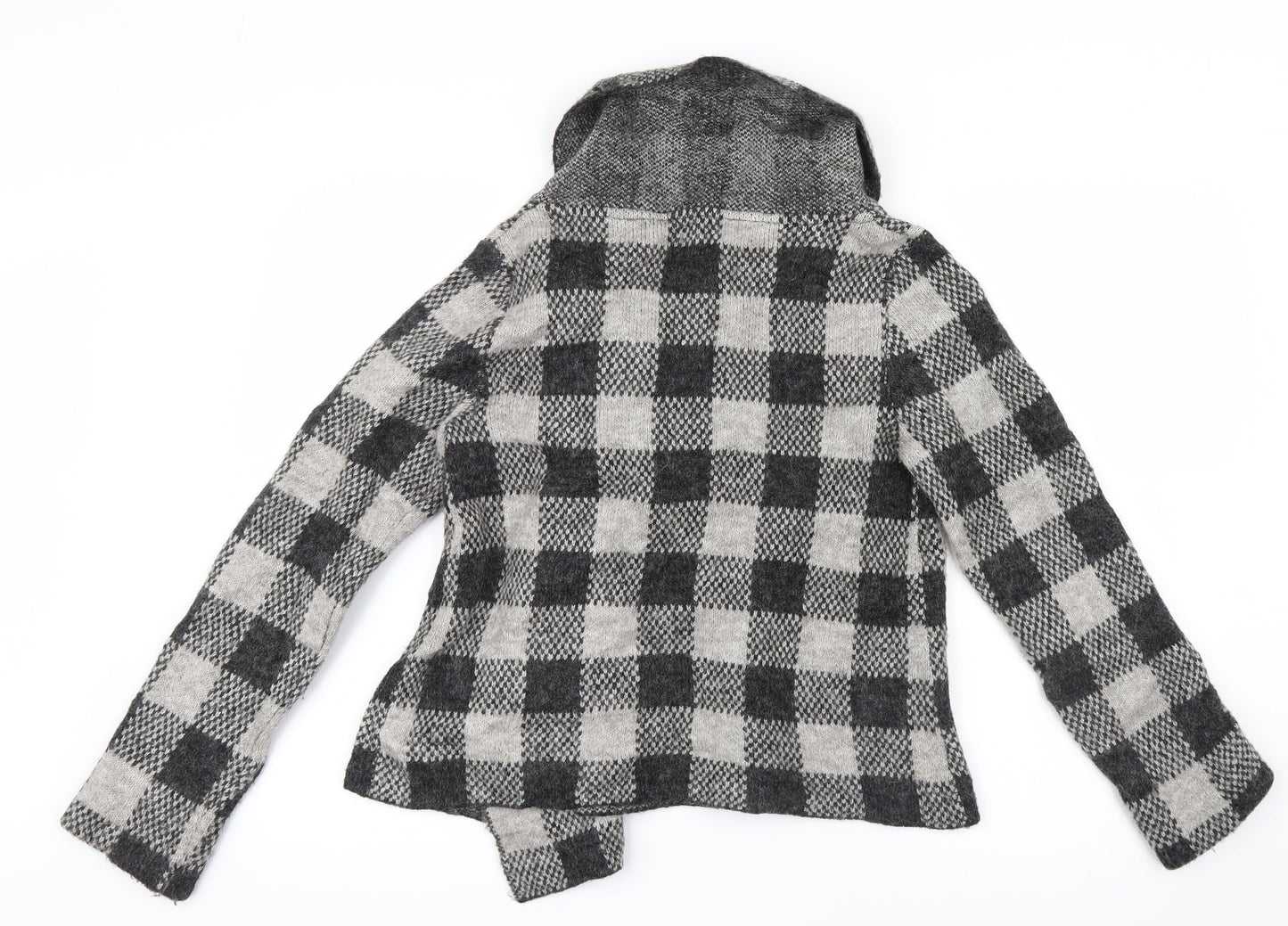 Ellen Tracy Womens Grey Check Knit Cardigan Jumper Size S