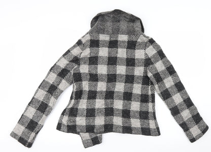 Ellen Tracy Womens Grey Check Knit Cardigan Jumper Size S