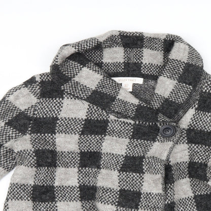Ellen Tracy Womens Grey Check Knit Cardigan Jumper Size S
