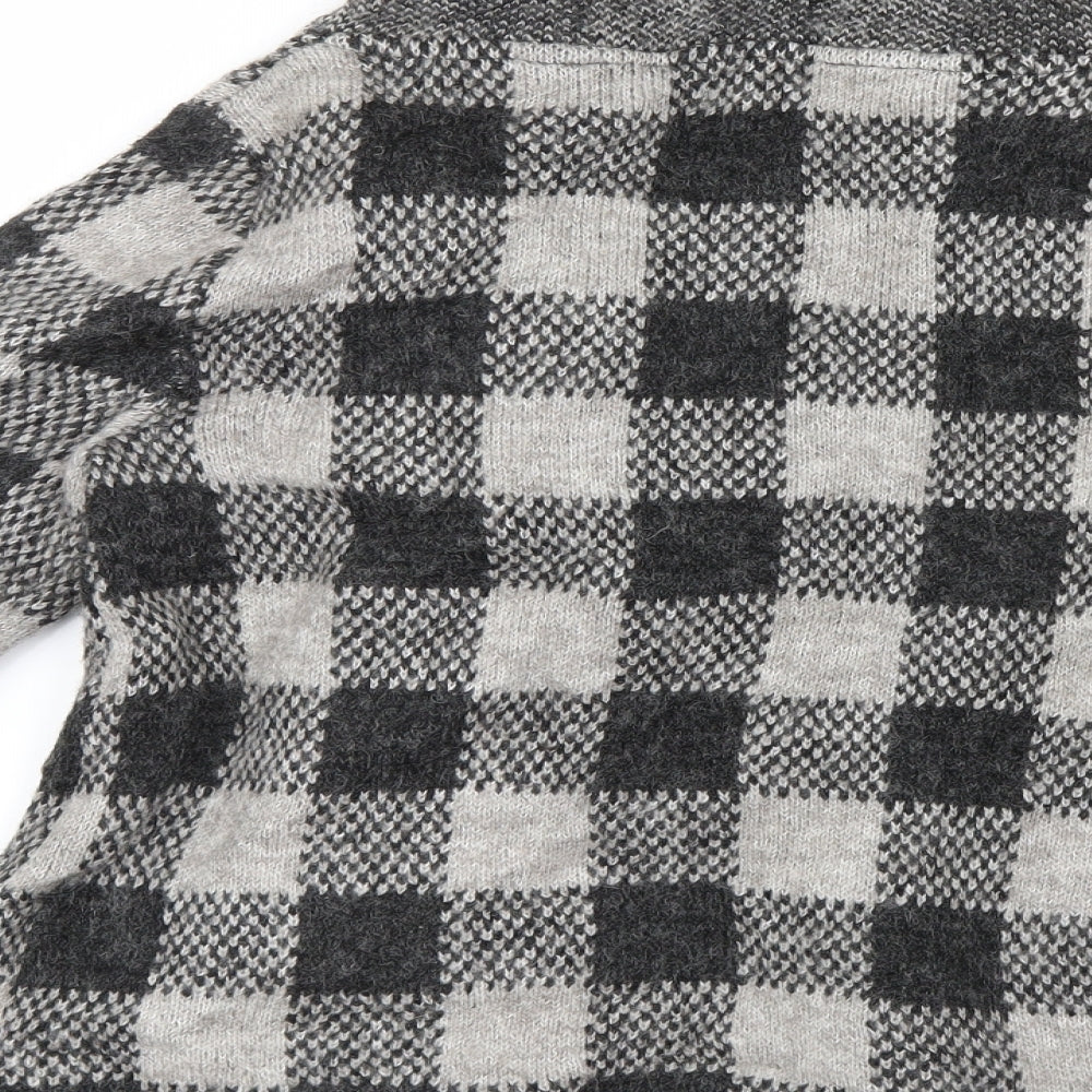 Ellen Tracy Womens Grey Check Knit Cardigan Jumper Size S