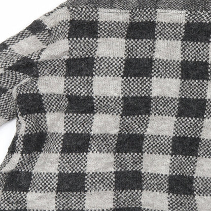 Ellen Tracy Womens Grey Check Knit Cardigan Jumper Size S