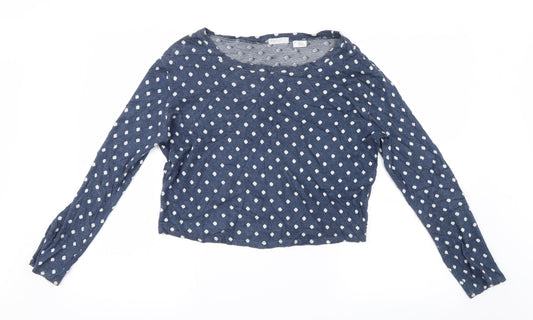 Cooperative Womens Blue Polka Dot Knit Pullover Jumper Size S