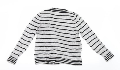 Dixie Womens Grey Striped Knit Pullover Jumper Size S