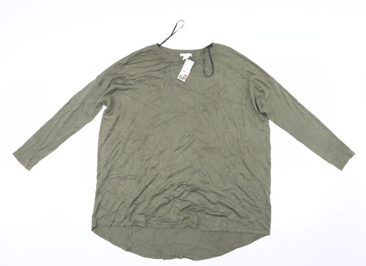 Womens UK Size 4 H&M Green Basic T-Shirt