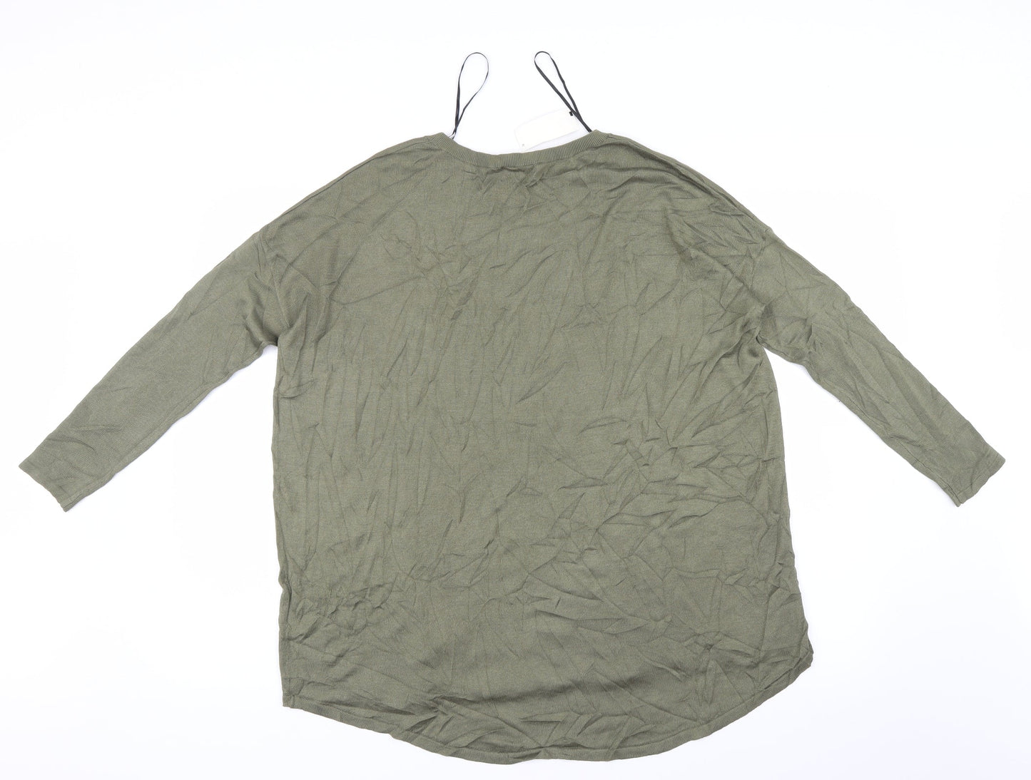Womens UK Size 4 H&M Green Basic T-Shirt