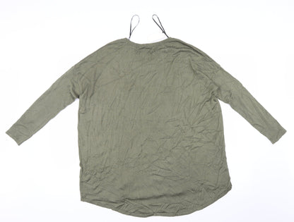 Womens UK Size 4 H&M Green Basic T-Shirt