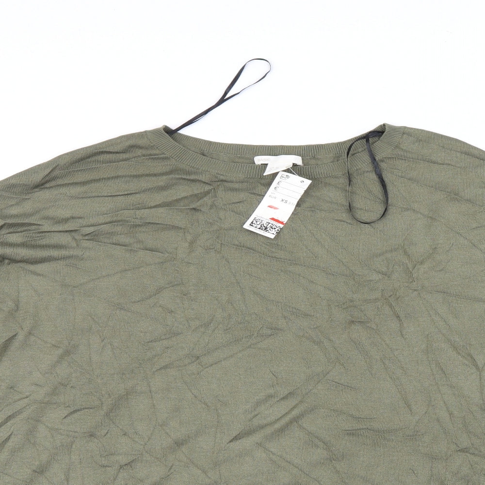 Womens UK Size 4 H&M Green Basic T-Shirt