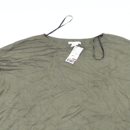 Womens UK Size 4 H&M Green Basic T-Shirt