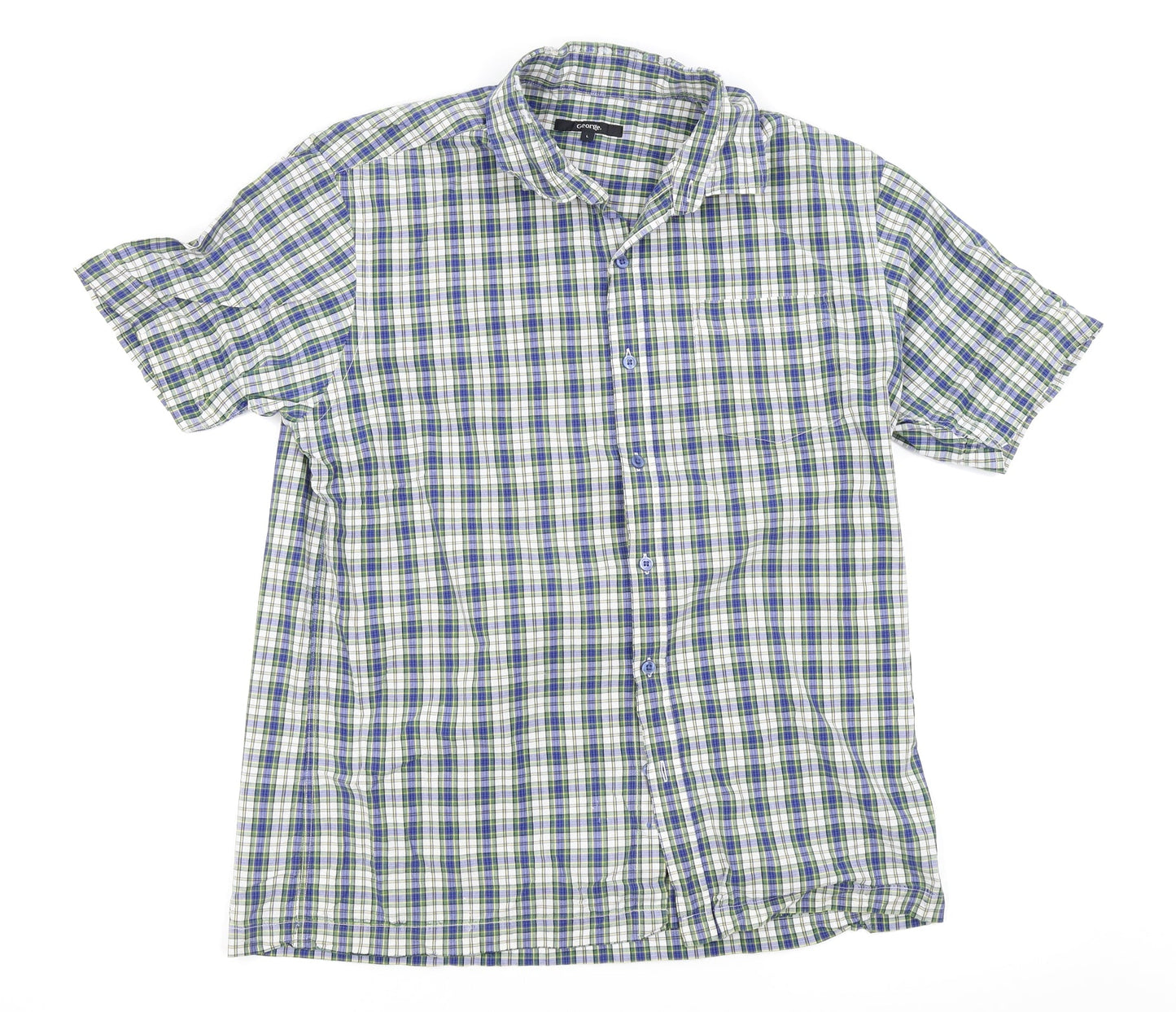 Asda George Mens Green Check   Button-Up Size L