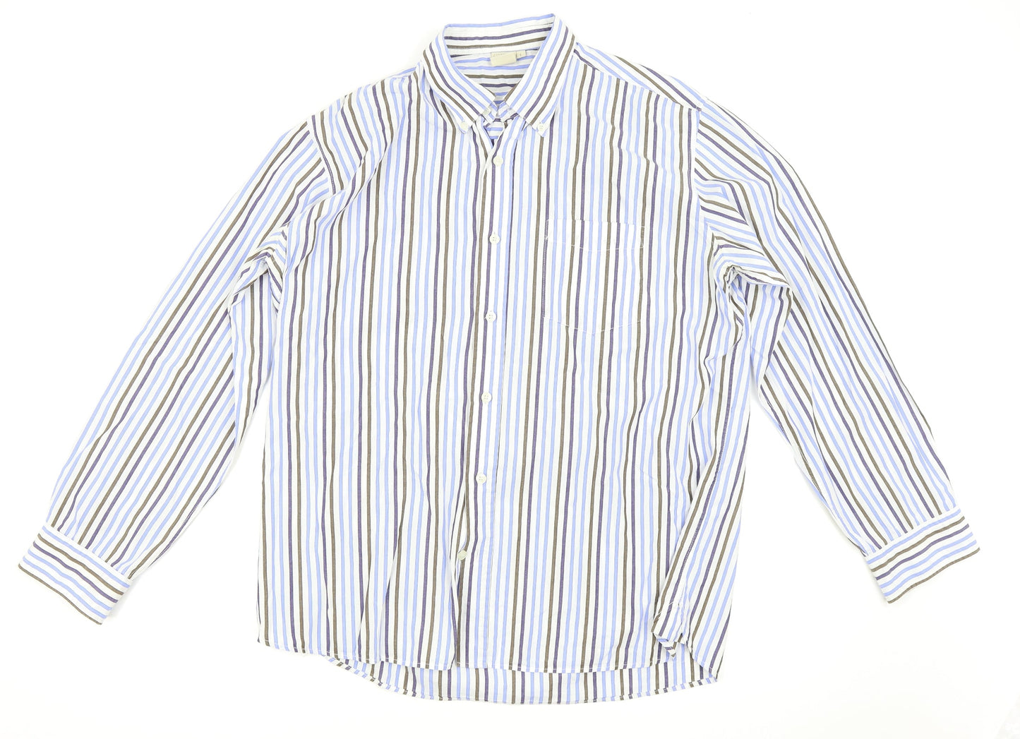 Mens UK Size L Cotton Traders Blue  Button-Up Long Sleeve Casual Shirt