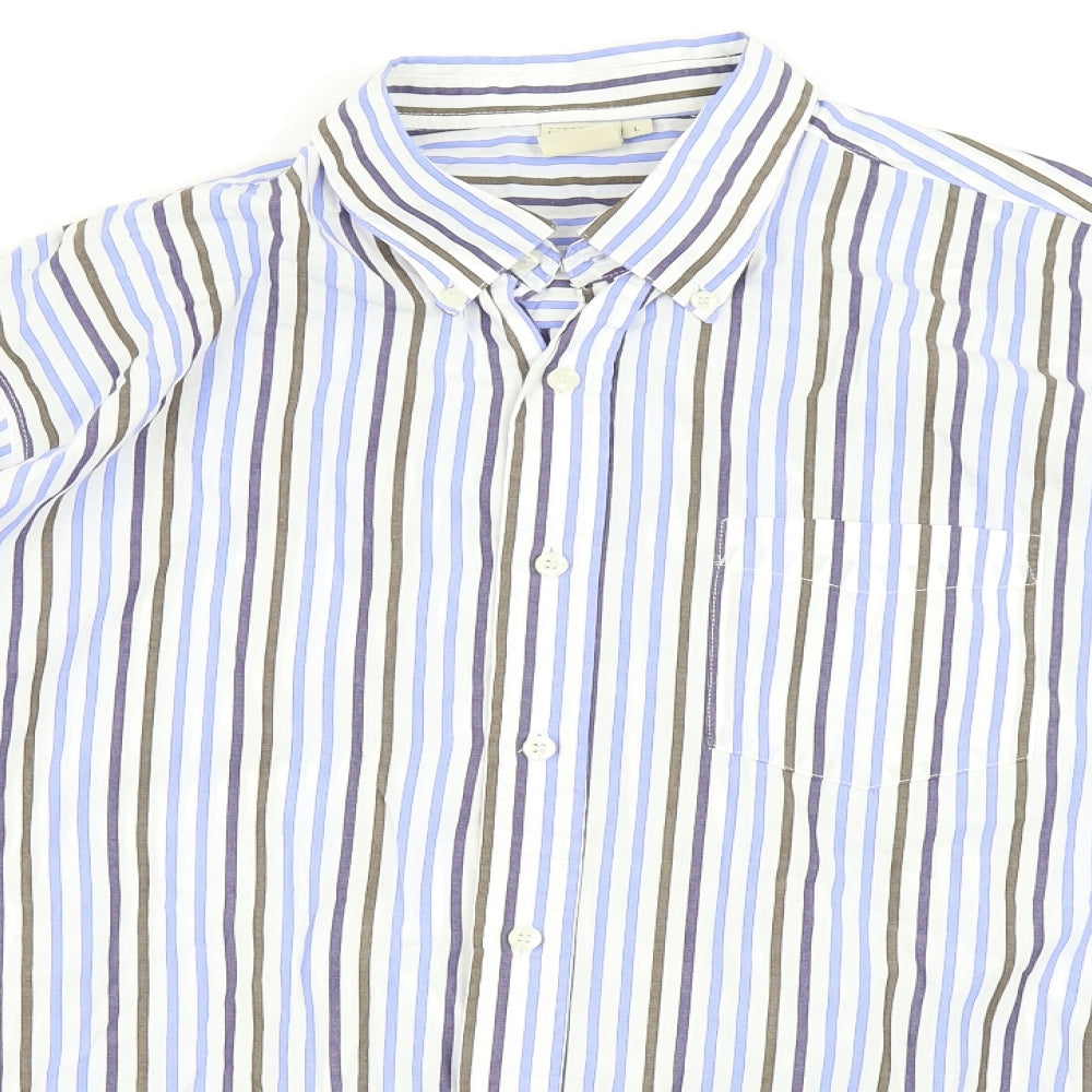 Mens UK Size L Cotton Traders Blue  Button-Up Long Sleeve Casual Shirt