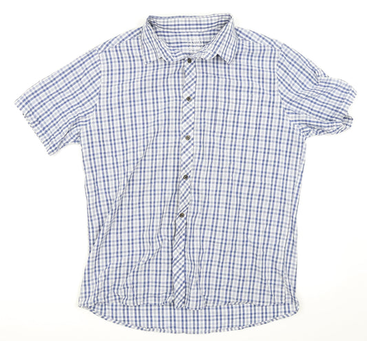 Asda George Mens Blue Check   Button-Up Size L