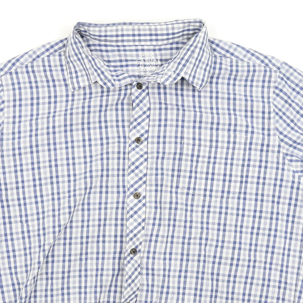Asda George Mens Blue Check   Button-Up Size L