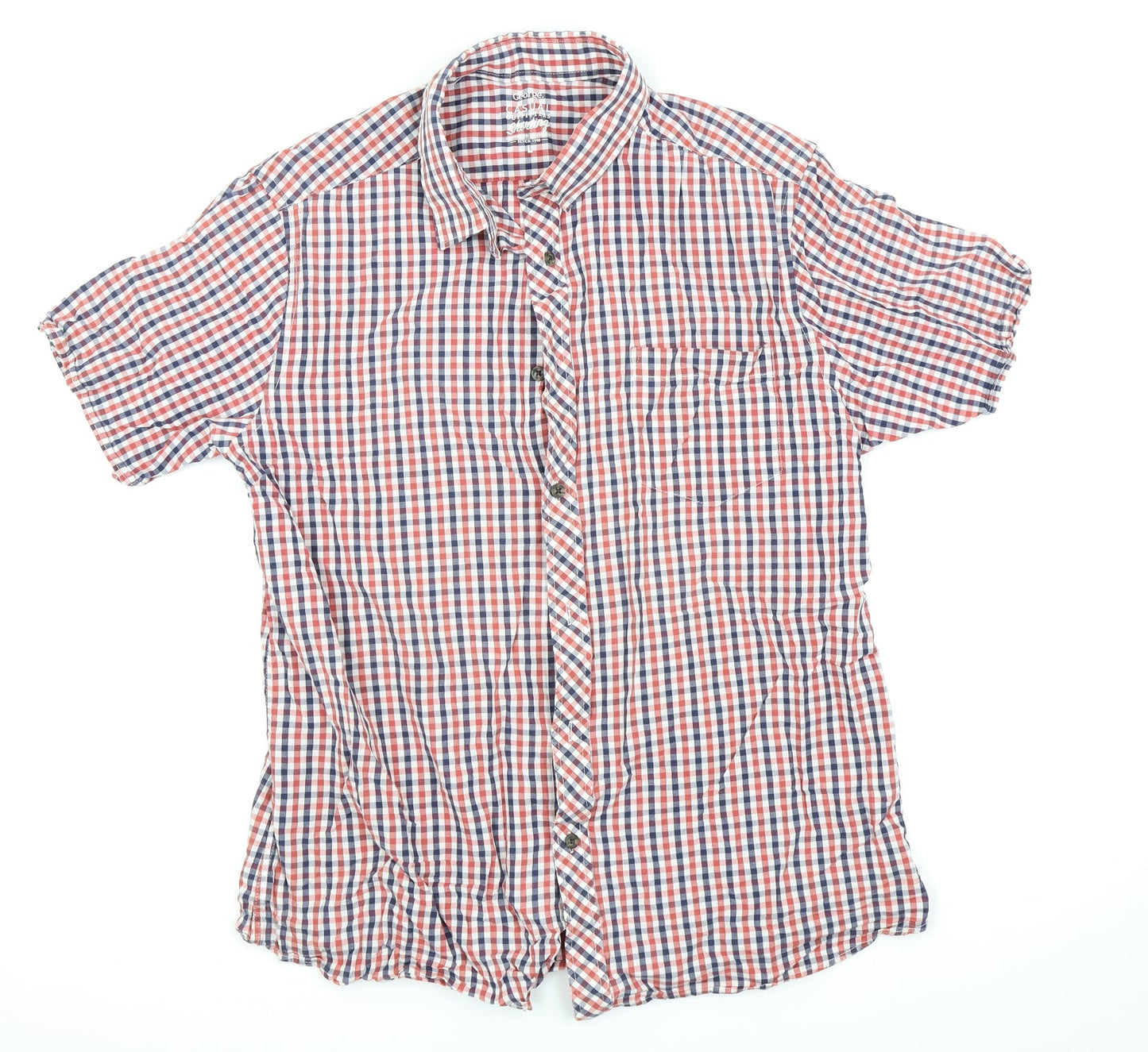 Asda George Mens Red Check   Button-Up Size L