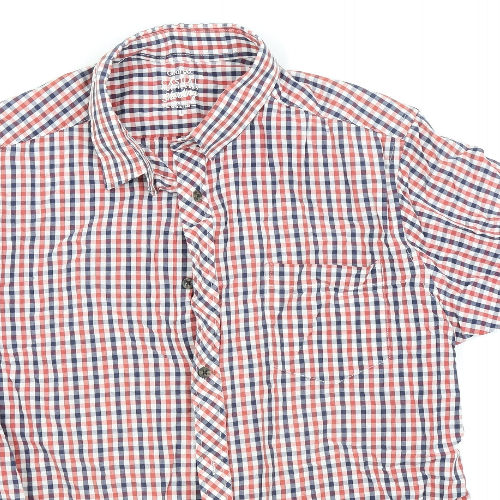 Asda George Mens Red Check   Button-Up Size L