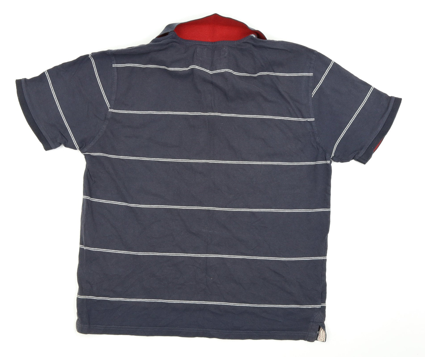 Asda George Mens Blue Striped   Polo Size M