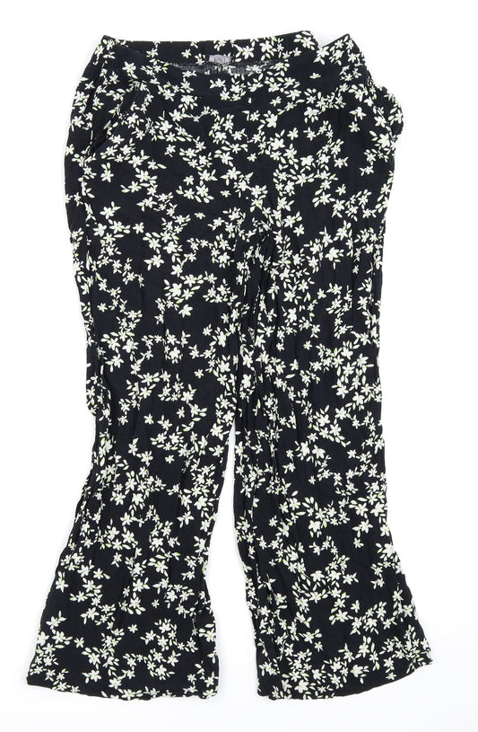 F&F Womens Black Floral  Trousers  Size 10 L23 in