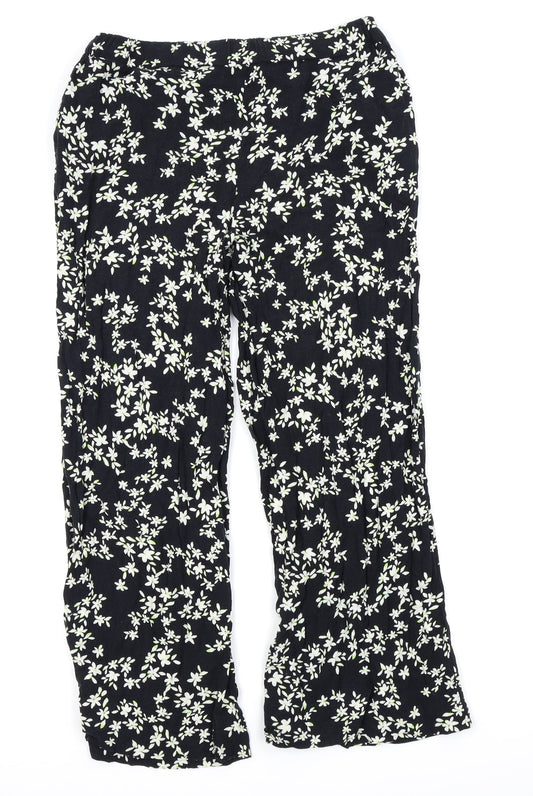 F&F Womens Black Floral  Trousers  Size 10 L23 in