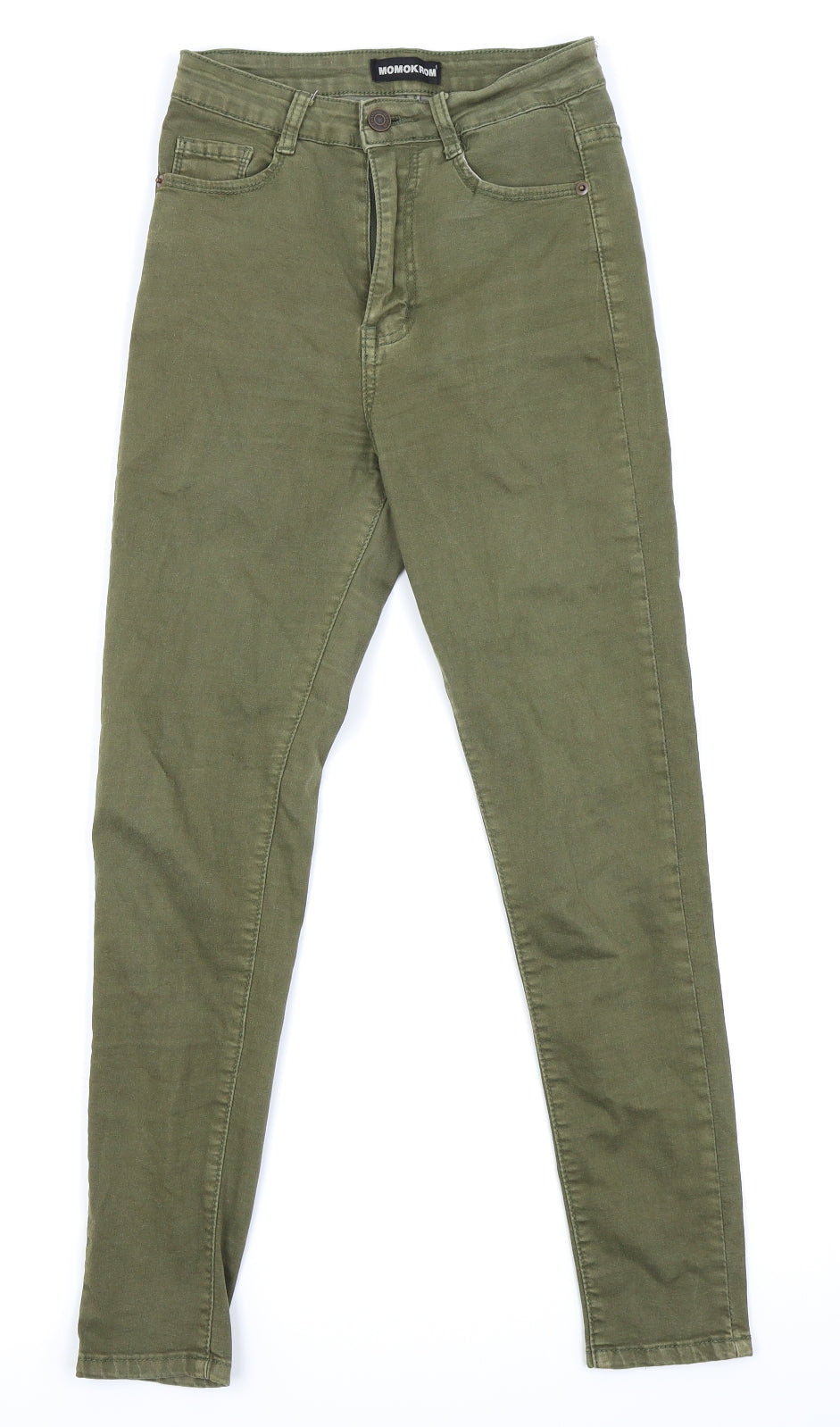 Womens UK Size 6 MOMOKROM Regular Fit Skinny Green Jeans
