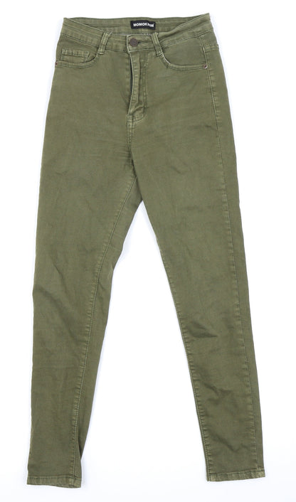 Womens UK Size 6 MOMOKROM Regular Fit Skinny Green Jeans