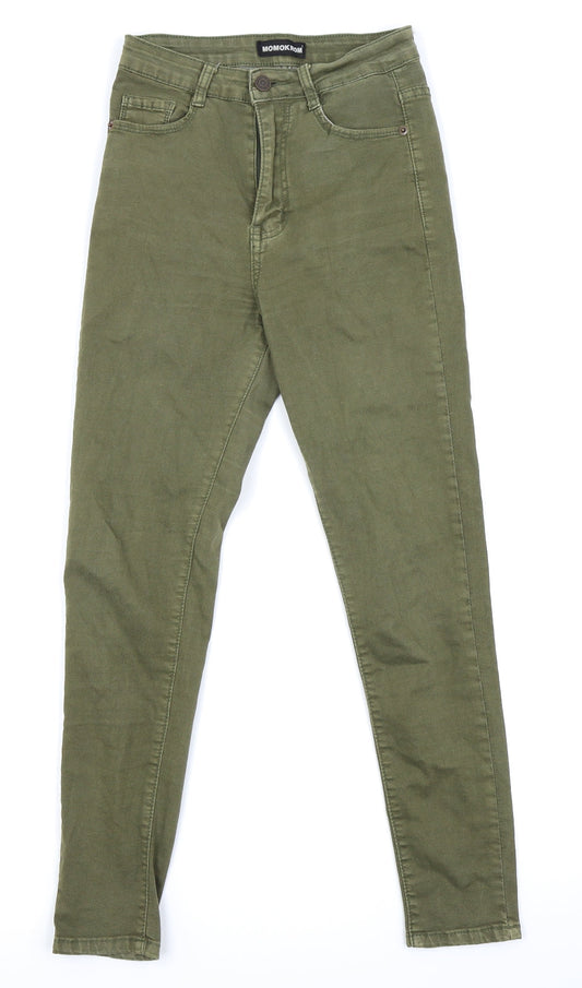 Womens UK Size 6 MOMOKROM Regular Fit Skinny Green Jeans