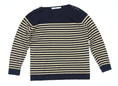 ewn Womens Brown Striped  Pullover Jumper Size M