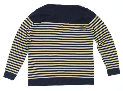 ewn Womens Brown Striped  Pullover Jumper Size M