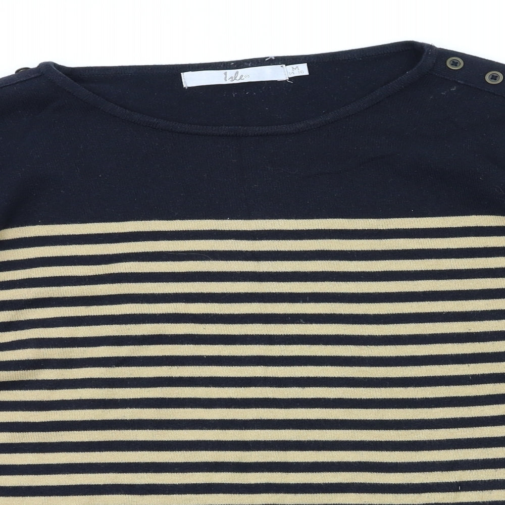 ewn Womens Brown Striped  Pullover Jumper Size M