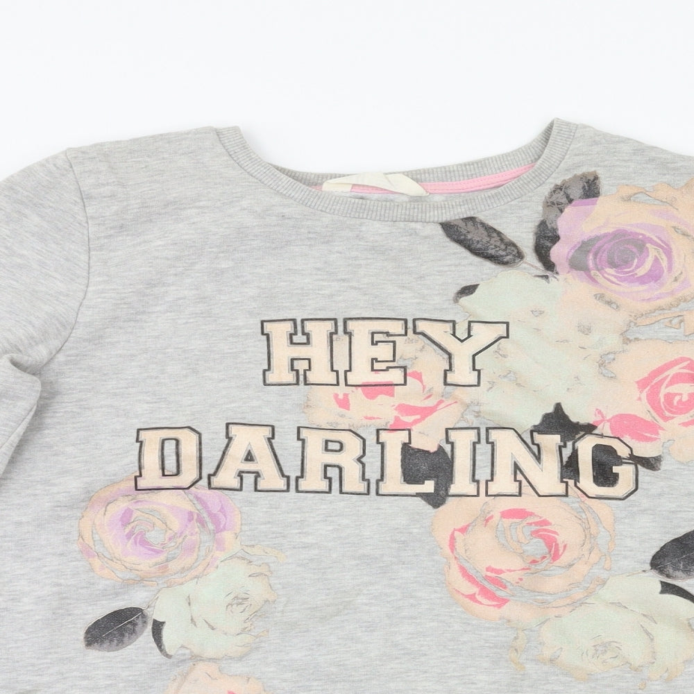 H&M Girls Grey   Pullover Sweatshirt Size 13-14 Years