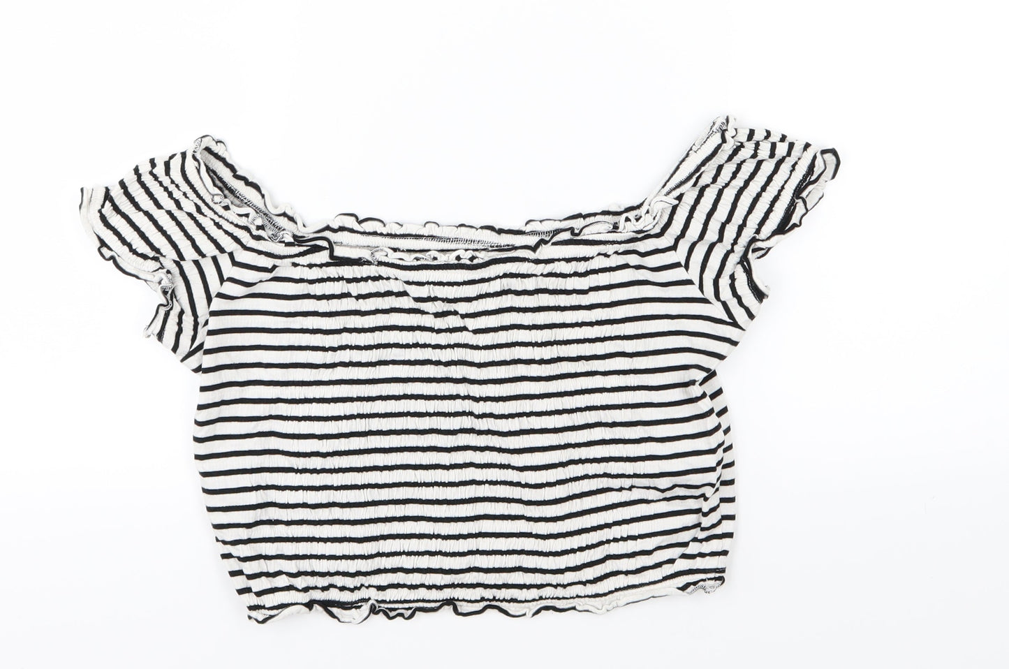 Womens UK Size 14 New Look Black Cropped T-Shirt