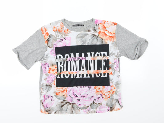 Womens UK Size 10 Atmosphere Grey Cropped T-Shirt