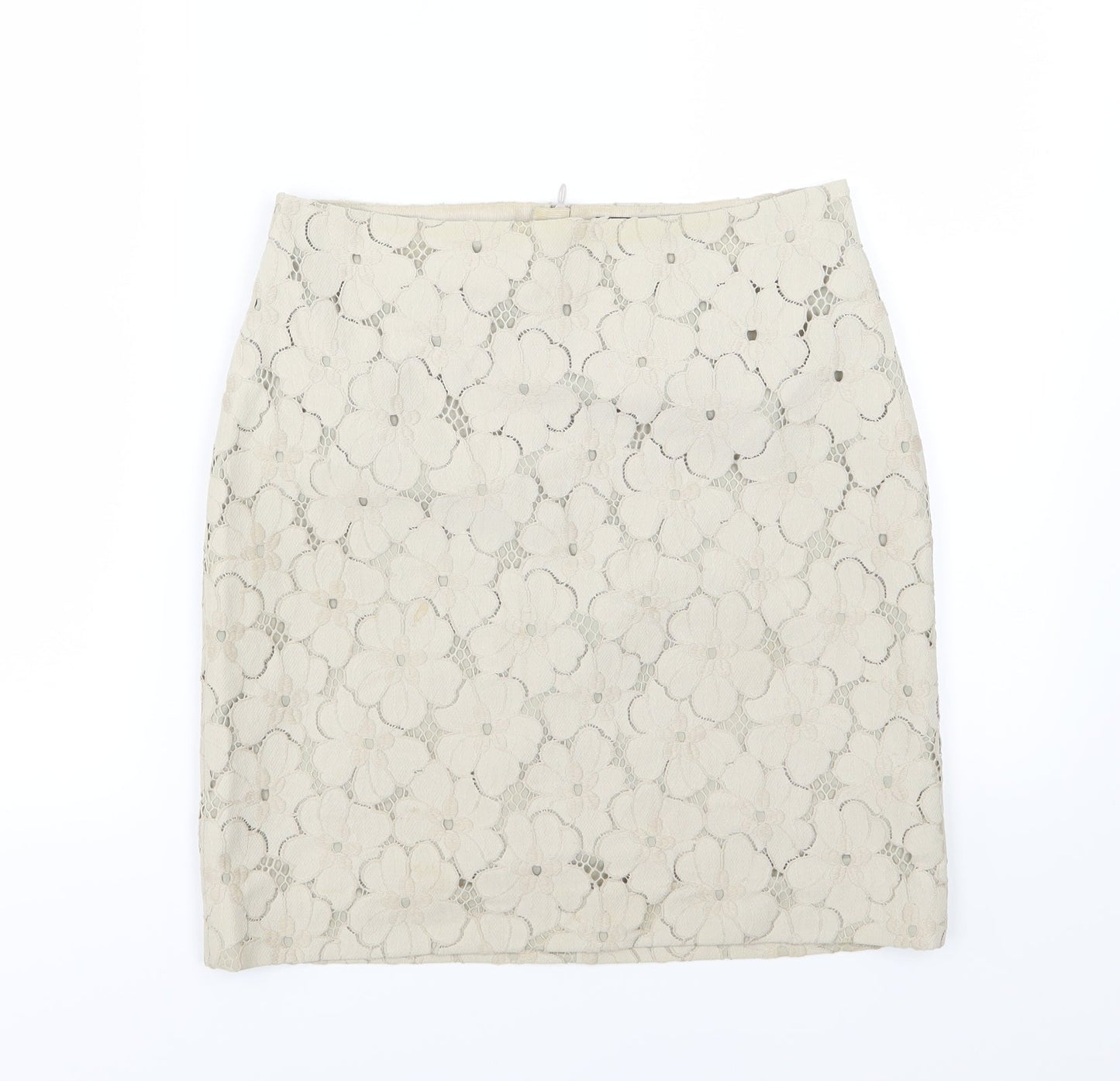 Ann Taylor Womens Beige Floral  A-Line Skirt Size 6