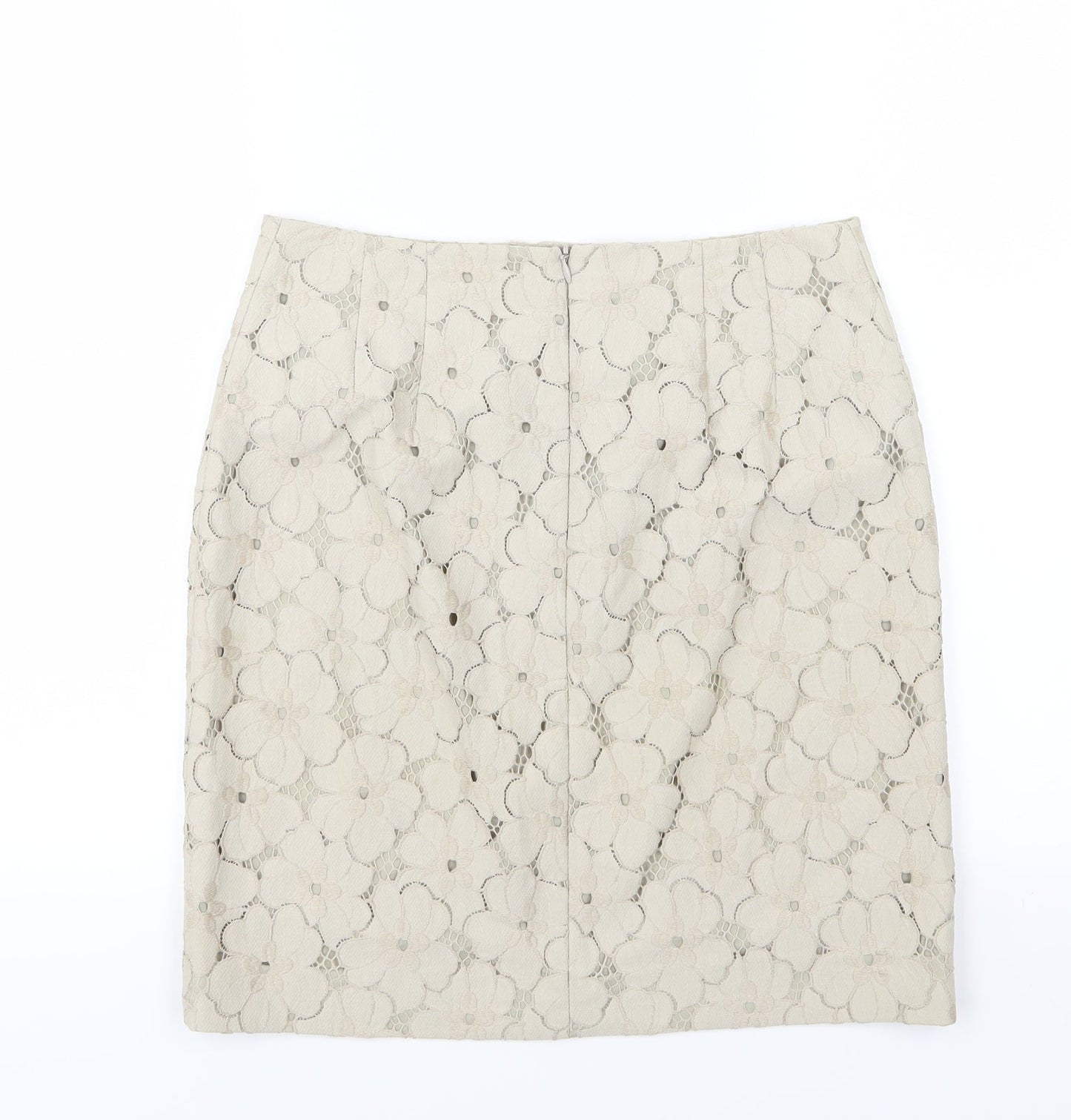 Ann Taylor Womens Beige Floral  A-Line Skirt Size 6