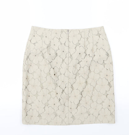 Ann Taylor Womens Beige Floral  A-Line Skirt Size 6