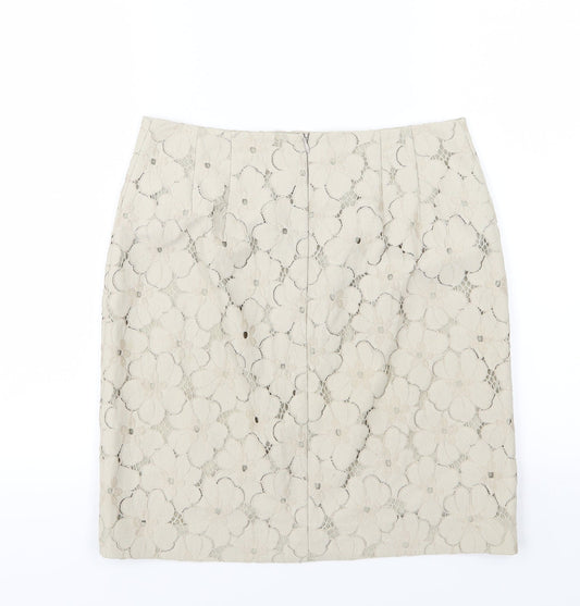 Ann Taylor Womens Beige Floral  A-Line Skirt Size 6