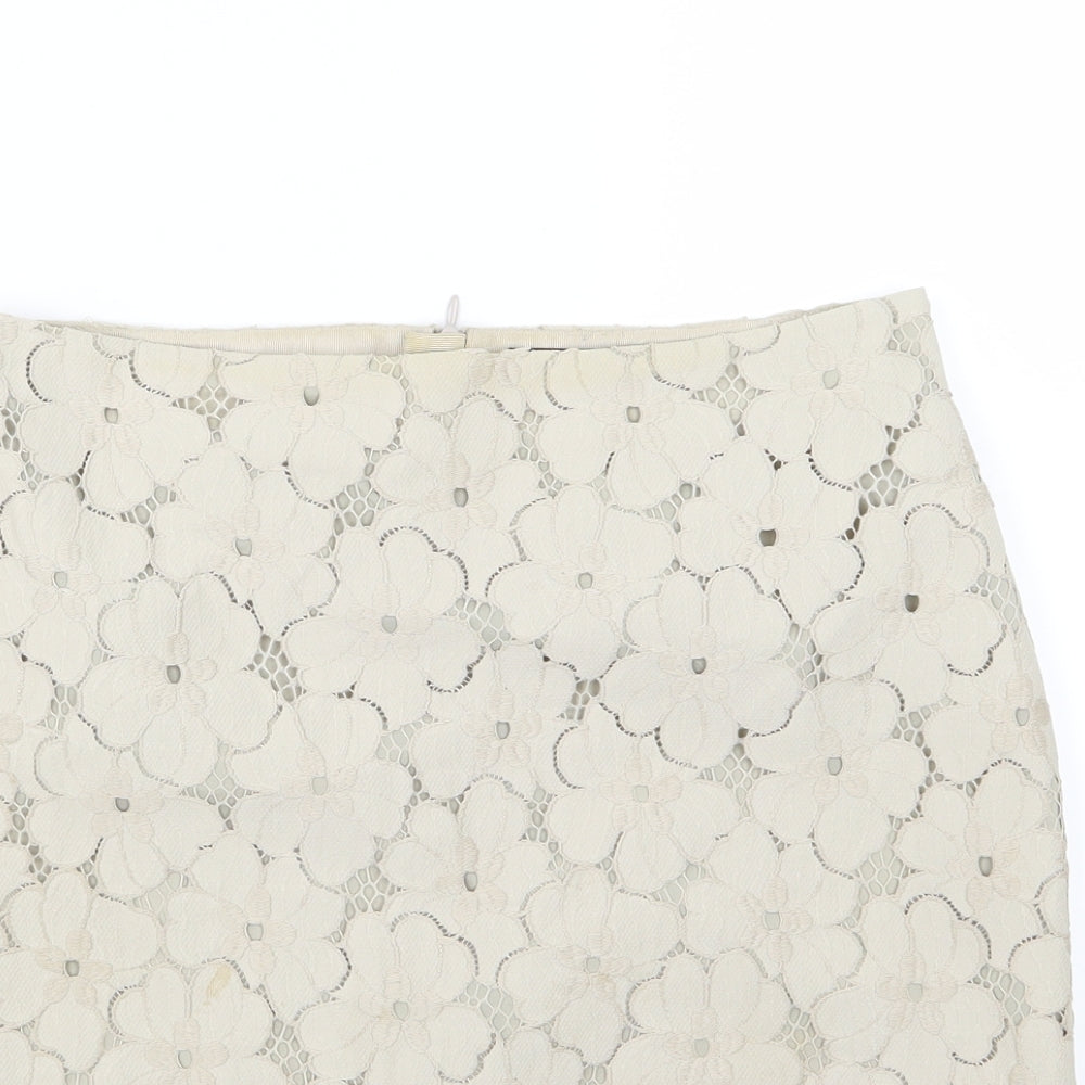 Ann Taylor Womens Beige Floral  A-Line Skirt Size 6