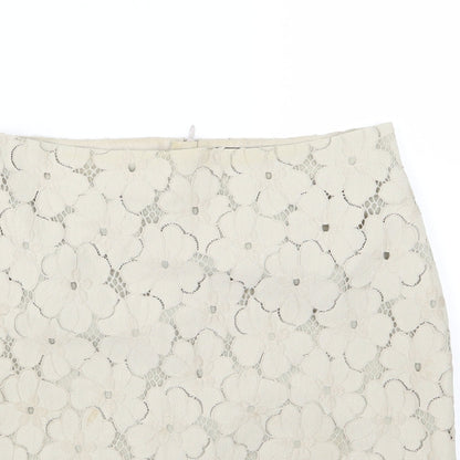 Ann Taylor Womens Beige Floral  A-Line Skirt Size 6