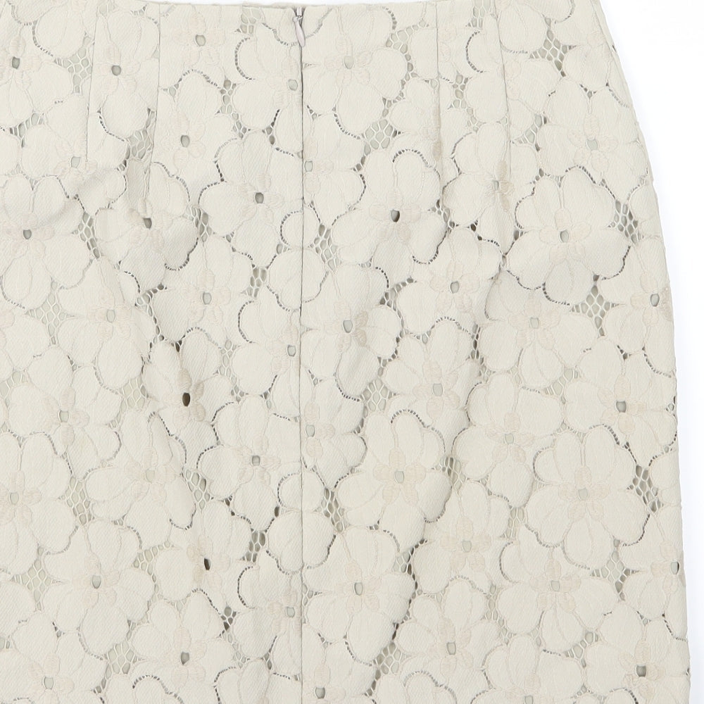 Ann Taylor Womens Beige Floral  A-Line Skirt Size 6