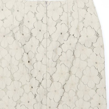 Ann Taylor Womens Beige Floral  A-Line Skirt Size 6