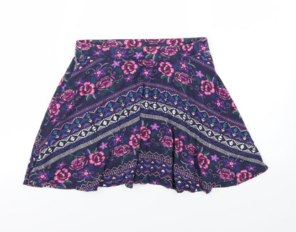 Young Dimension Girls Purple Floral Jersey A-Line Skirt Size 10-11 Years