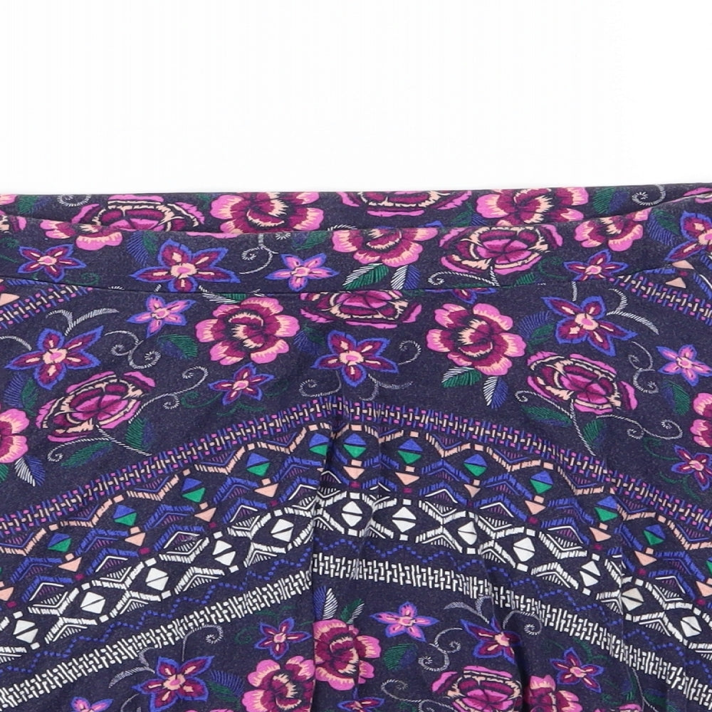 Young Dimension Girls Purple Floral Jersey A-Line Skirt Size 10-11 Years