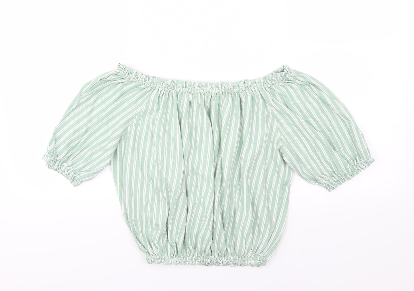 Primark Womens Green Striped Jersey Basic T-Shirt Size 16