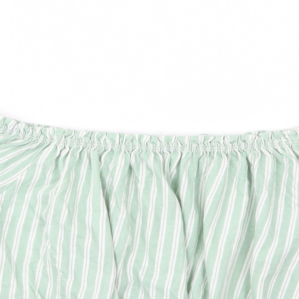 Primark Womens Green Striped Jersey Basic T-Shirt Size 16